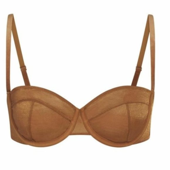 NWT Skims Rare Glissenette Underwire Straight Neck Bra CHAI 44D